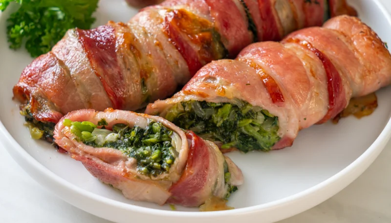 Rollitos de bacon y espinacas
