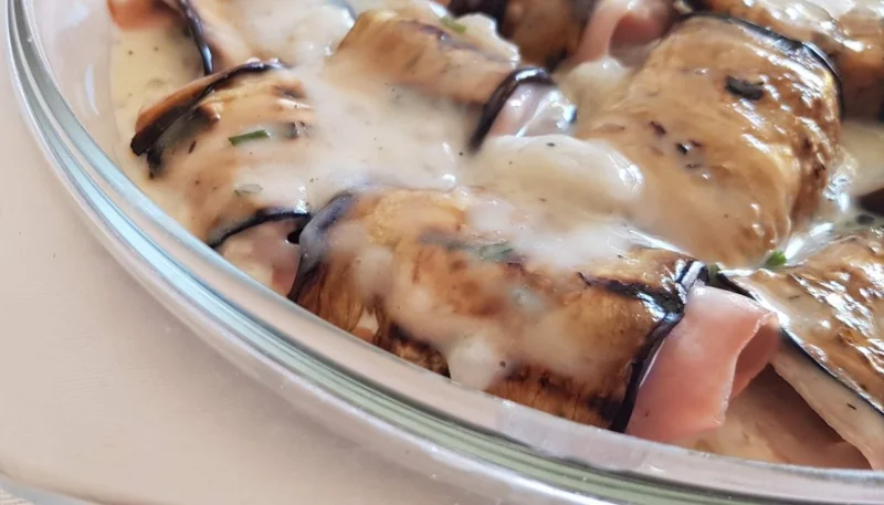 Rollitos de berenjena y jamón york