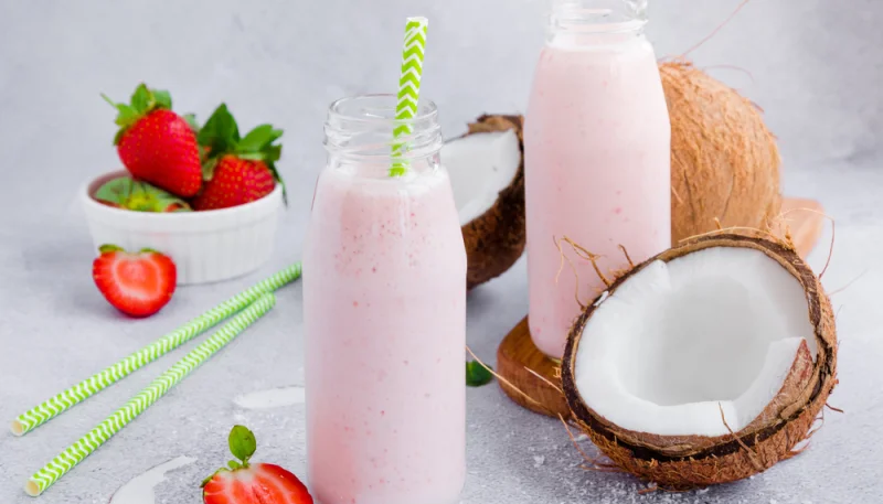 Batido de fresa y coco