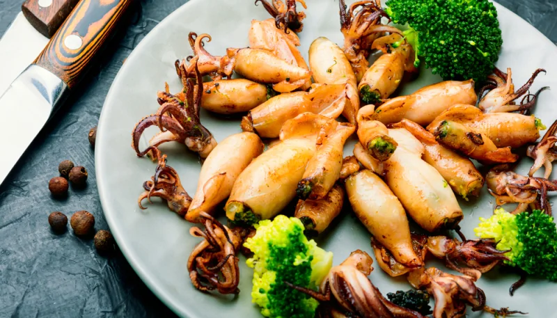 Calamares rellenos de brócoli