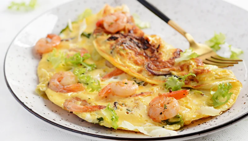 Omelette con gambas