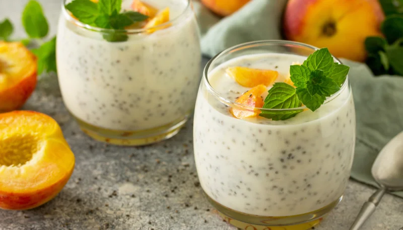 Pudin de chía con melocotones
