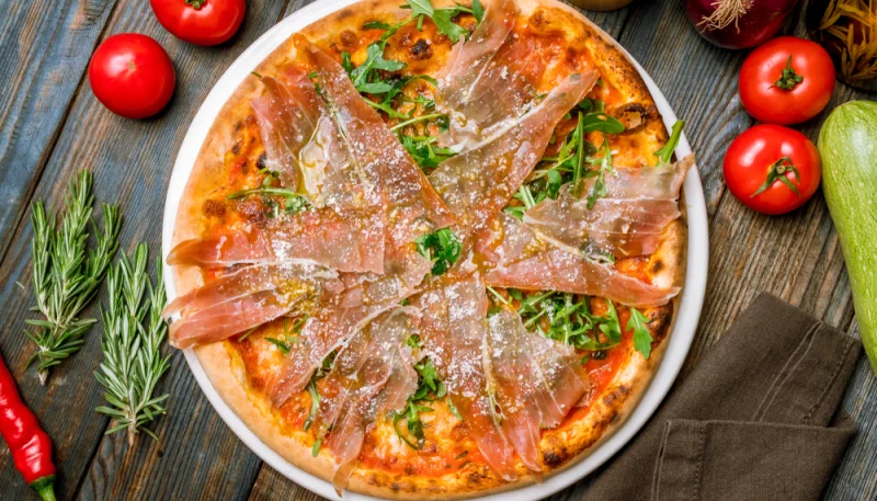 Pizza con jamón de Parma