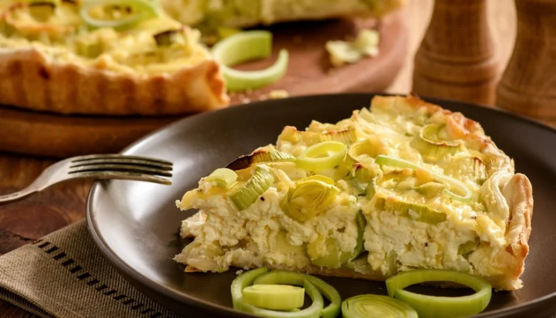 Tarta de puerros y queso brie