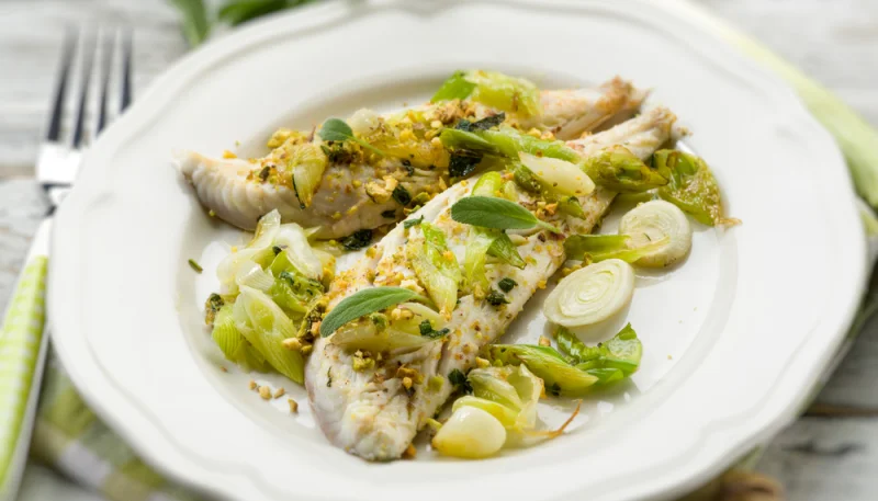 Trucha con pistachos