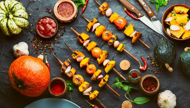 Brocheta de verduras de otoño