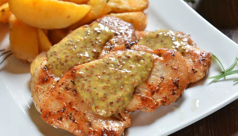 Pollo y patatas a la mostaza