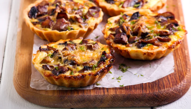 Mini quiche de setas y pollo