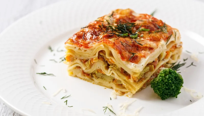 Lasaña de soja texturizada y verduras