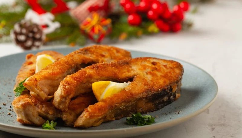 Pez espada empanado y frito