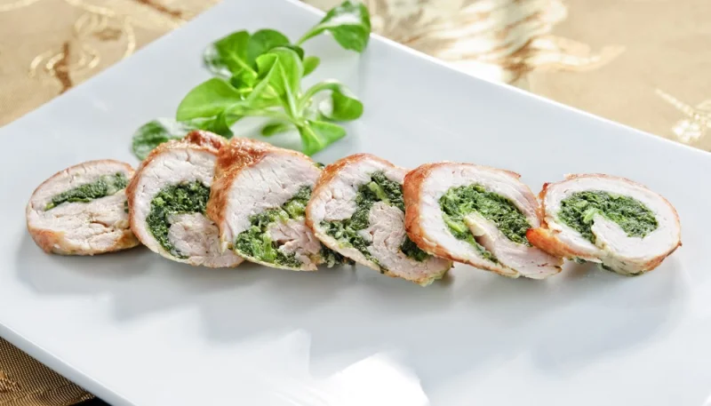 Rollitos de pollo y espinacas