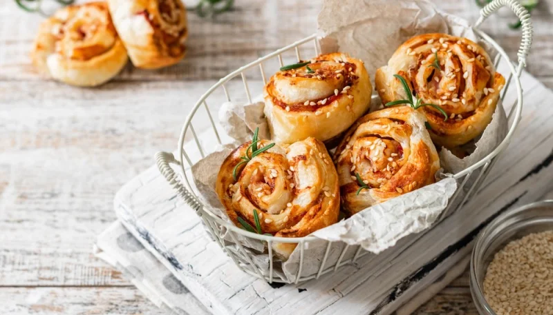 Pizza de hojaldre enrollada