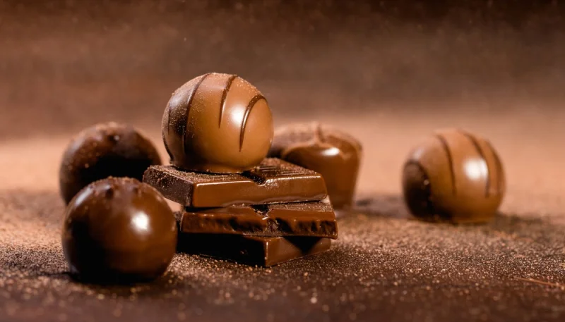 Bombones de chocolate, café y caramelo