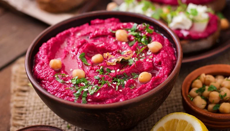 Hummus de remolacha con garbanzos
