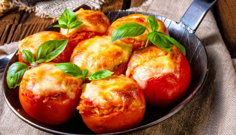 Tomates con queso al horno