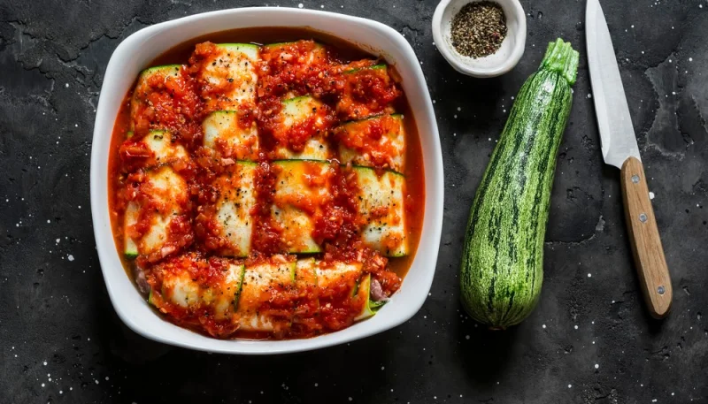 Canelones de calabacín con espinacas