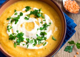 Crema de calabaza y lentejas
