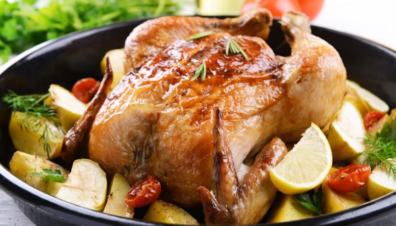 Pollo al horno a las finas hierbas