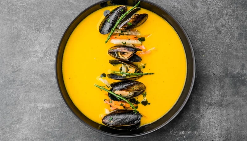Crema de mejillones con verduras