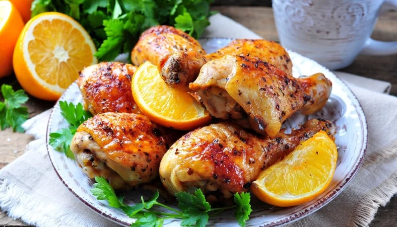 Jamoncitos de pollo a la naranja y miel
