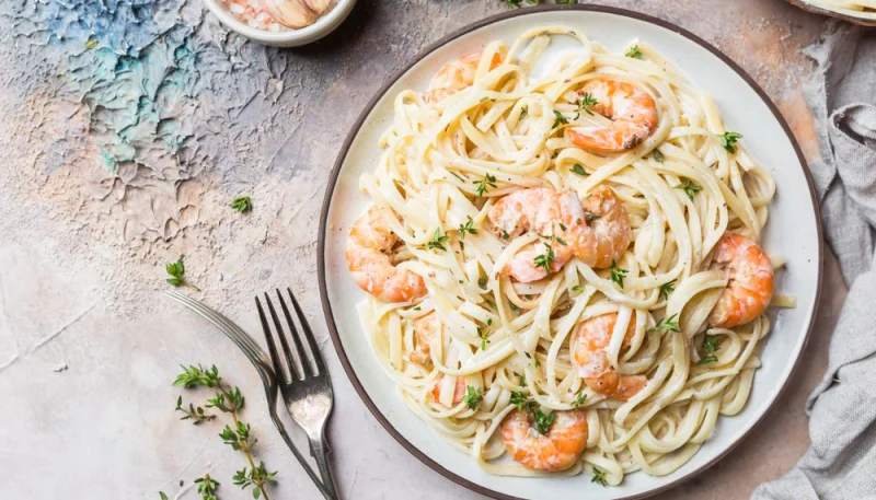 Pasta con camarones