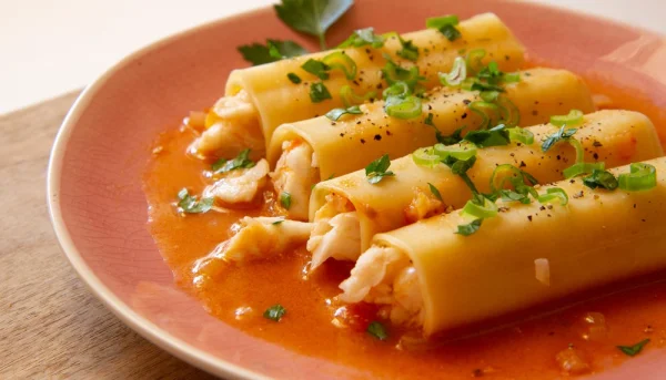 Canelones de pescado y gambas