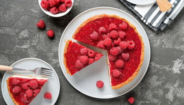 Tarta de mousse de frambuesas