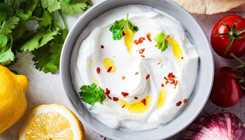 Dip de queso feta con limón y ajo