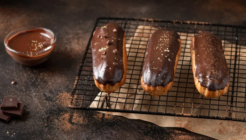 Eclairs de crema y chocolate